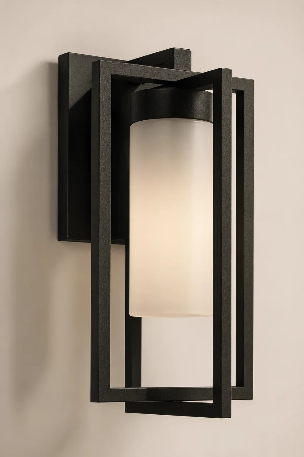 Orr Designer Rectangular Metal Outdoor Wall Lamp, Black - Lumpaz