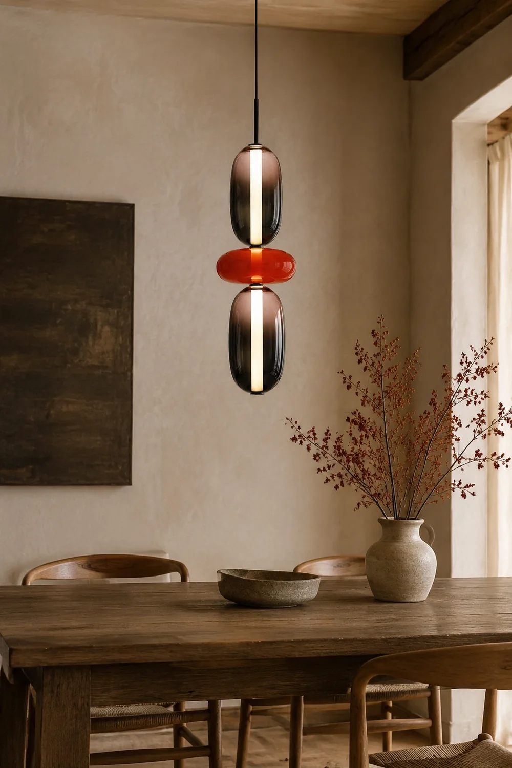 Morandi Modern Designer LED Pendant Light Bedroom Black White Red - Lumpaz