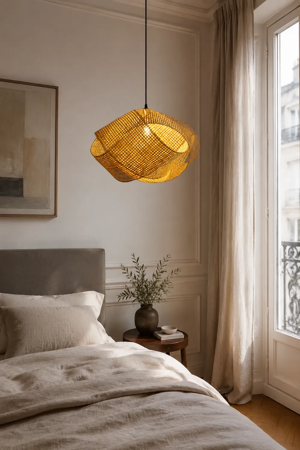 Ritta Modern Twist Rattan Pendant Light Wood Living Room - Lumpaz