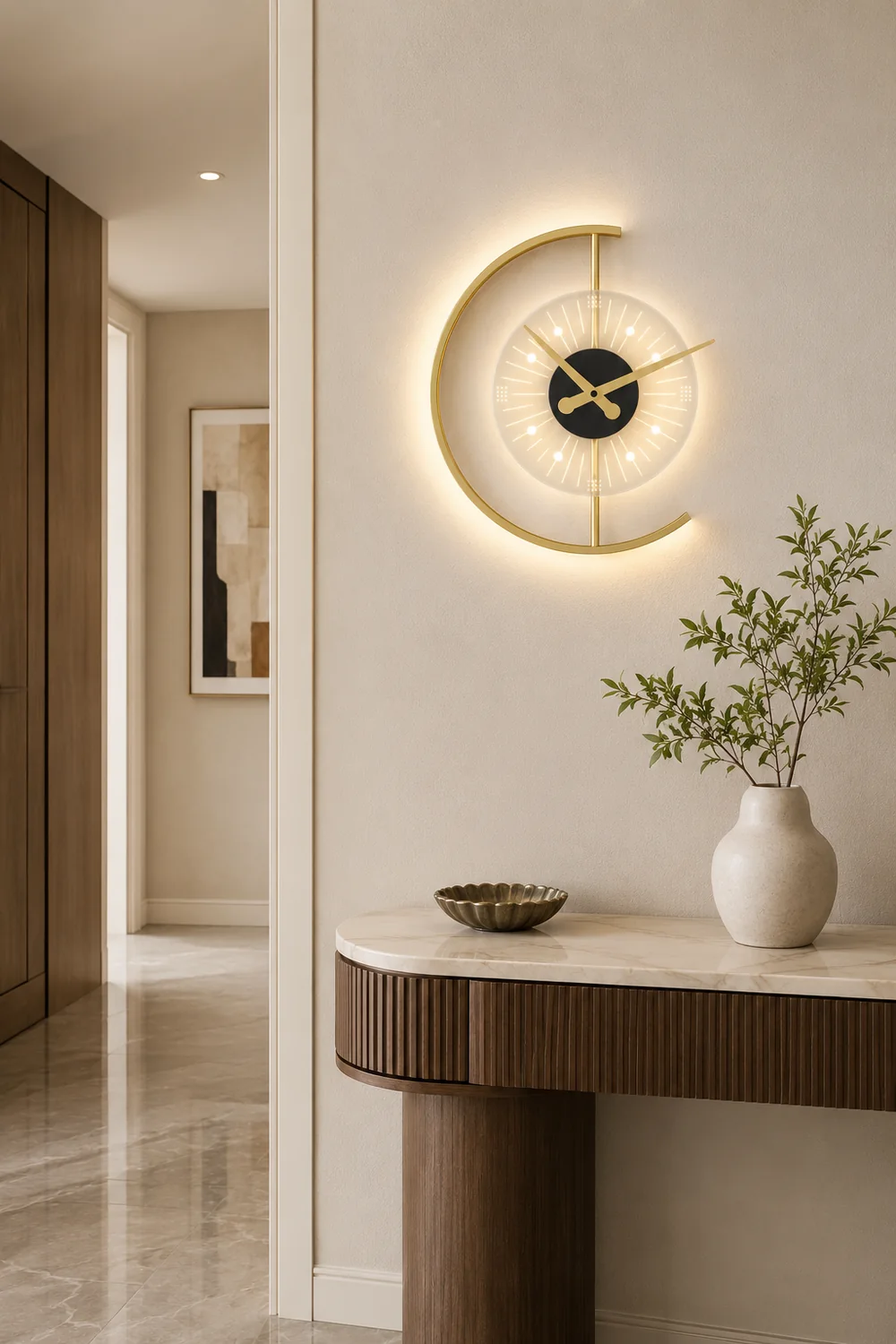 Nielsen Modern Clock Metal/Acrylic LED Wall Lamp, Black/Gold - Lumpaz
