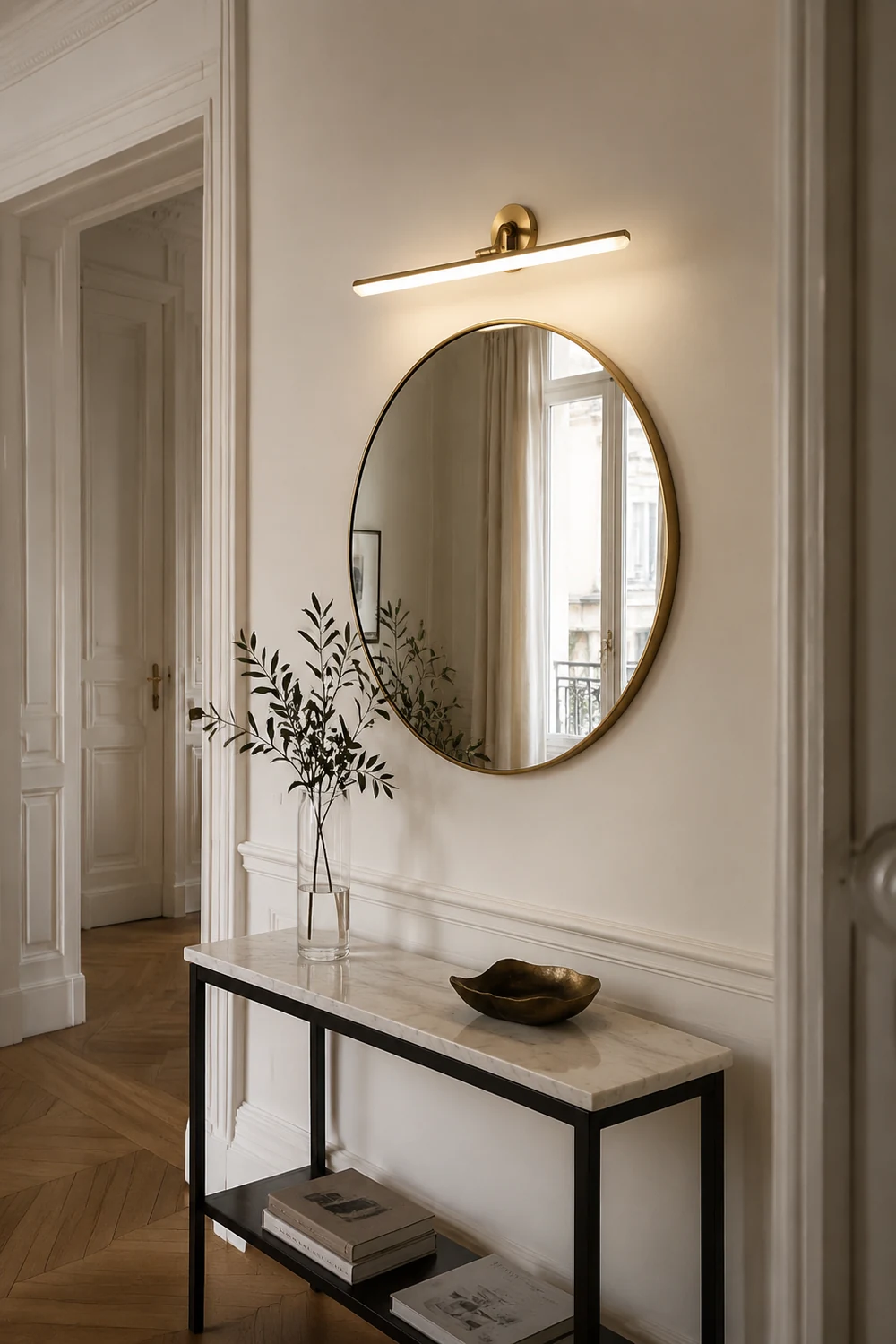 Leigh Retro Linear Metal/Acrylic Wall Lamp, Brass - Lumpaz