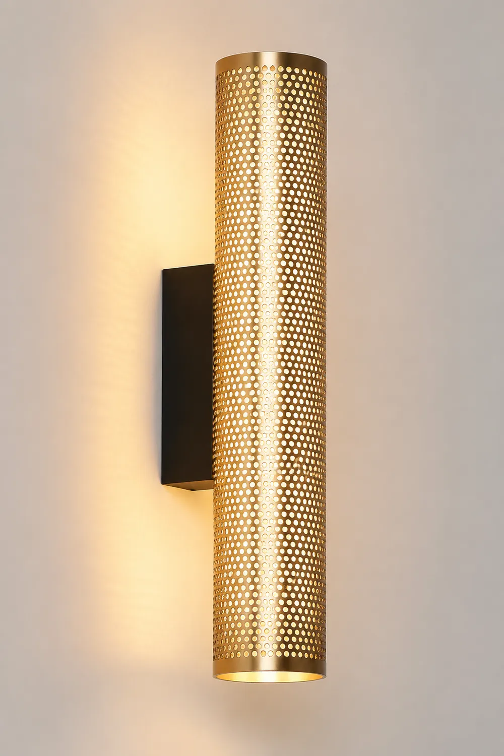 Zaid Modern Geometric Column Metal Vanity Wall Lamp, Brass - Lumpaz