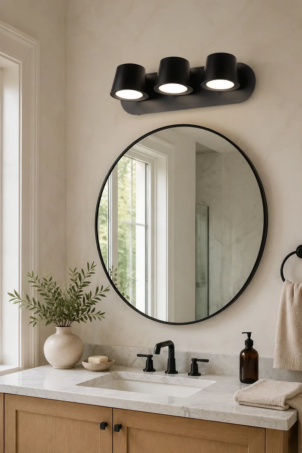 Cooley Modern Cylindrical Metal Mirror Front Wall Lamp, Black - Lumpaz