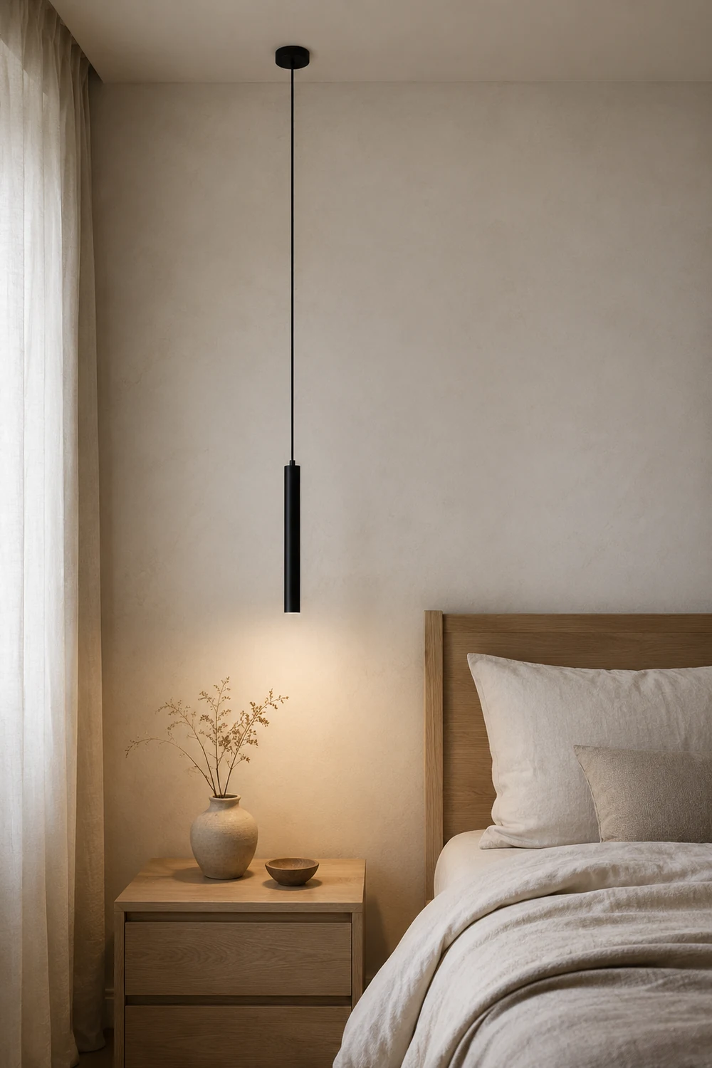Sanna Minimalist LED Metal Pendant Light Black Living Room/Bedroom - Lumpaz