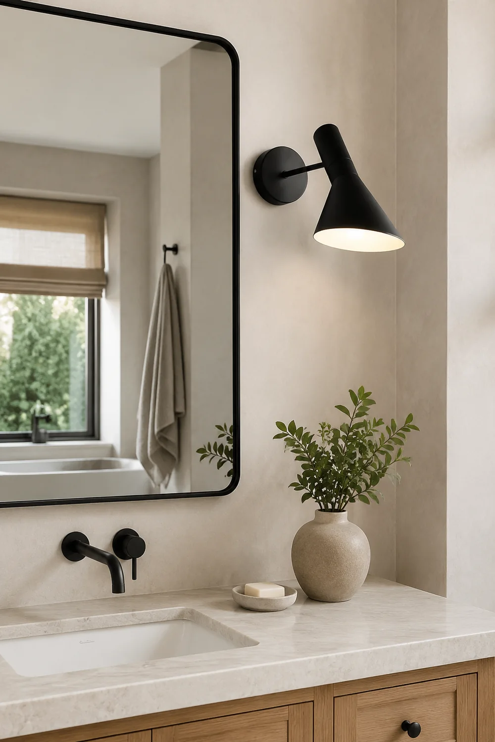 Brady Modern Cone Metal Wall Lamp, Black/White - Lumpaz