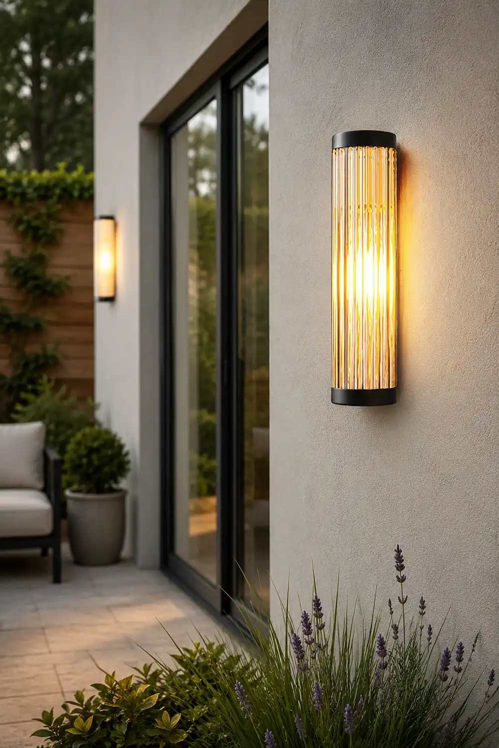 Orr Modern Semi-Cylindrical Metal/Glass Outdoor Wall Lamp, Black - Lumpaz