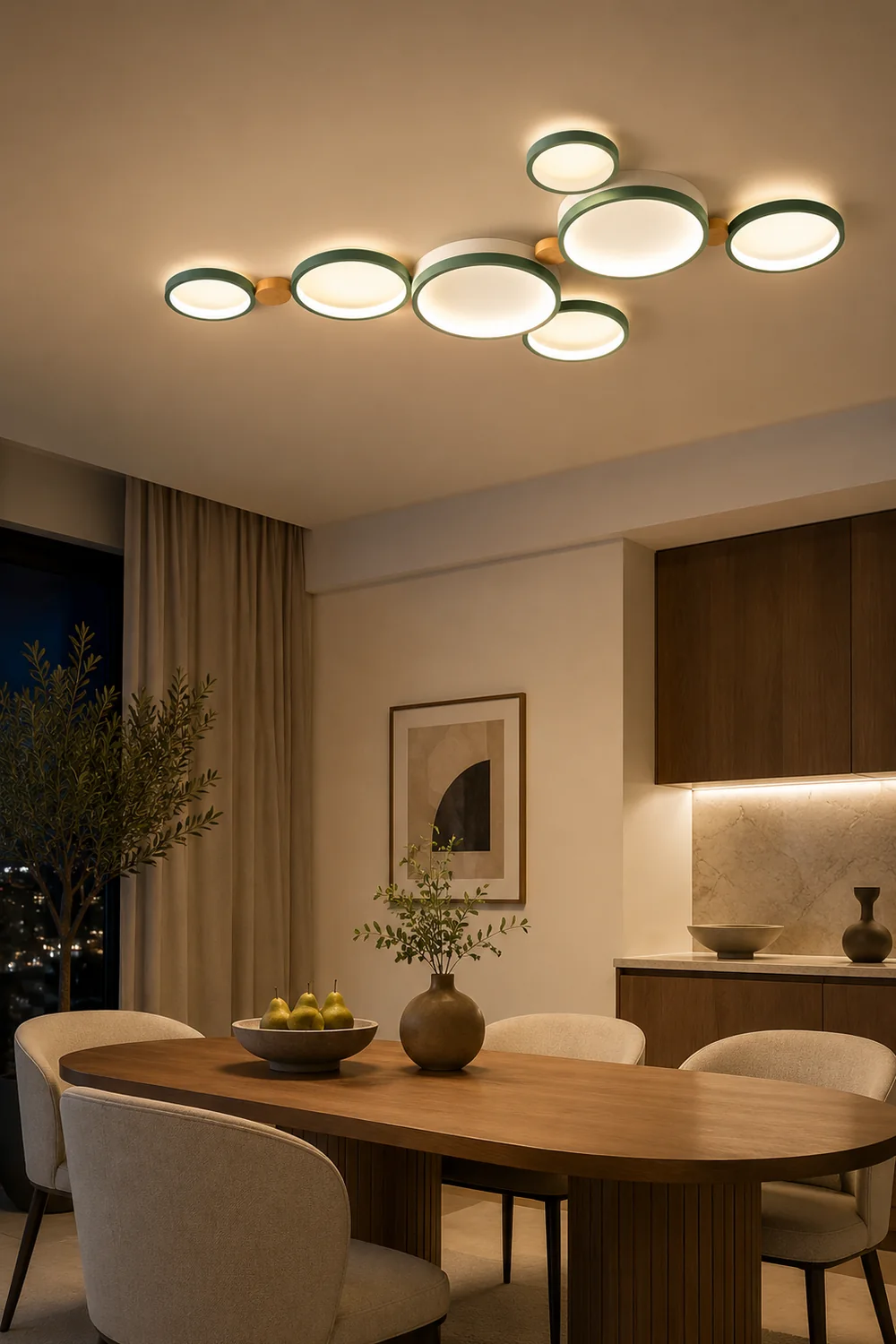 Sienna Round Flush Mount Ceiling Light White Gray Green Bedroom - Lumpaz