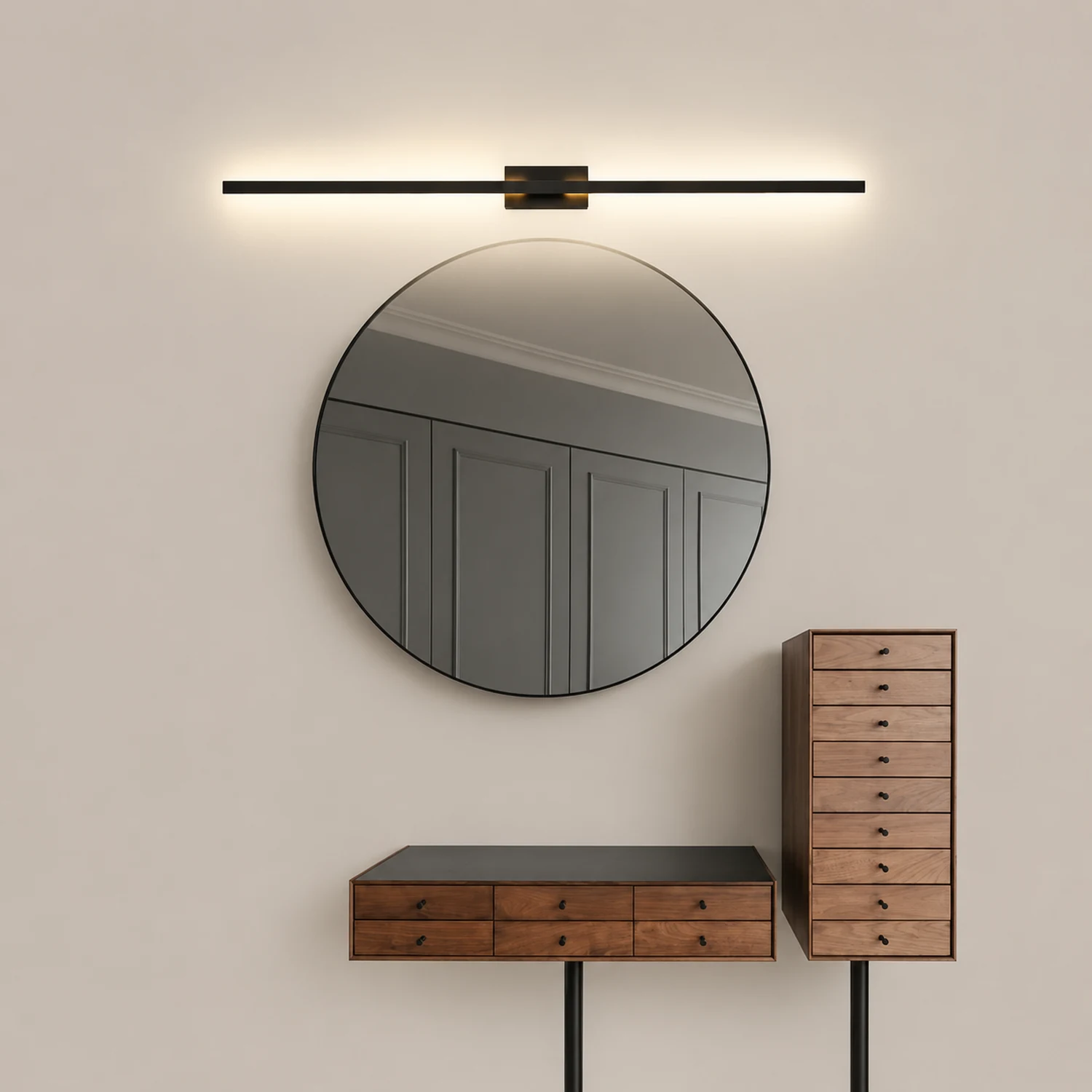 Leigh Minimalist Bar Black Metal Wall Lamp - Lumpaz