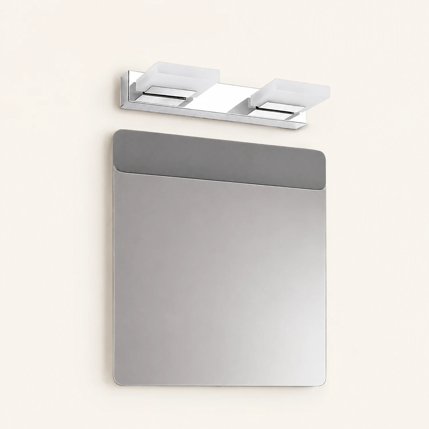 Leigh Modern Square Mirror Front Vanity White Metal Wall Lamp - Lumpaz