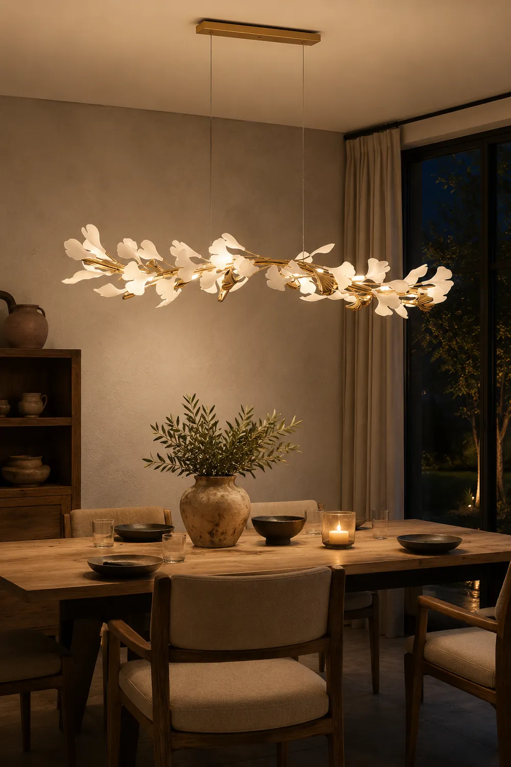 Ophelia CeraAut Modern Art Deco Metal & Ceramic Chandelier, Gold - Lumpaz