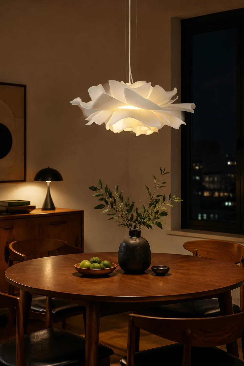 Bella Elegant Flower Pendant Light White Metal/Acrylic Living Room - Lumpaz