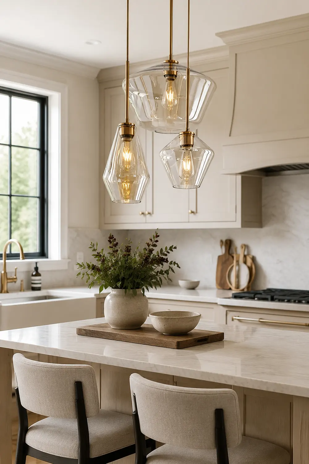 Hailie Pendant Light Clear Glass, Clear/Amber, Bedroom - Lumpaz