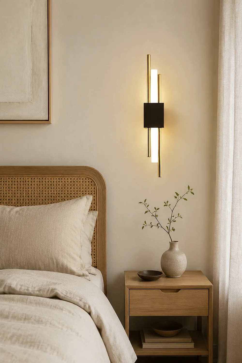 Alana Modern Bar Metal/Acrylic LED Wall Lamp Black/Gold Bedroom - Lumpaz