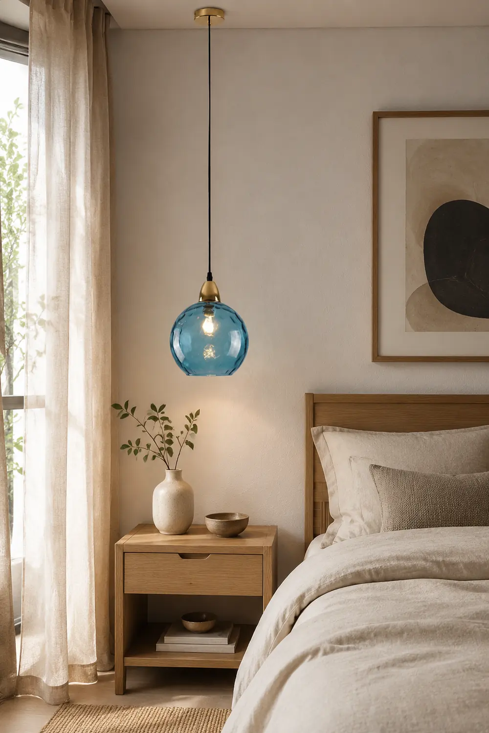 Hailie Colorful Glass Ball Pendant Light Water Ripple Living Room - Lumpaz