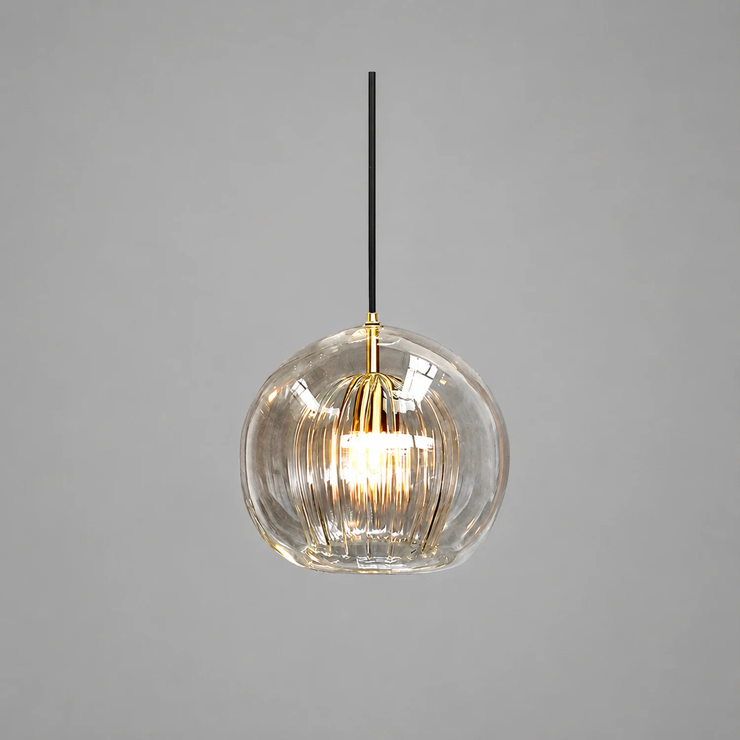 Hailie Nordic Glass Globe Pendant Light Clear/Amber Bedroom - Lumpaz