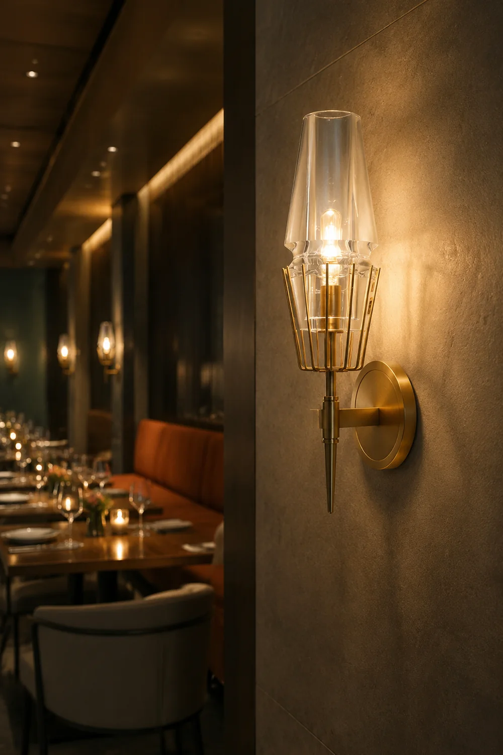 Blair Vintage Lantern Metal/Glass Wall Lamp, Gold - Lumpaz