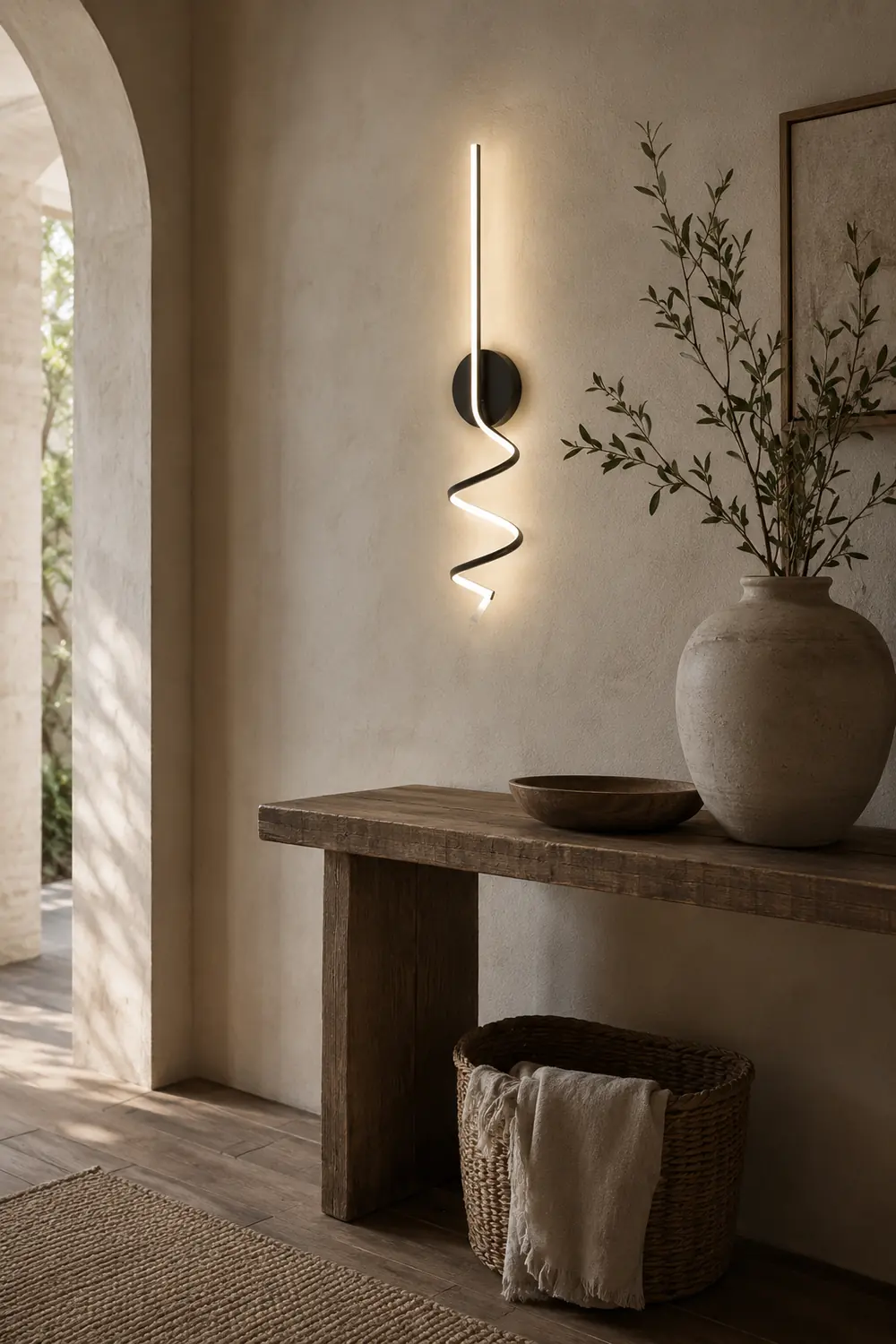 Modern LED Art Interior Wall Light Spiral, Black & White - Lumpaz