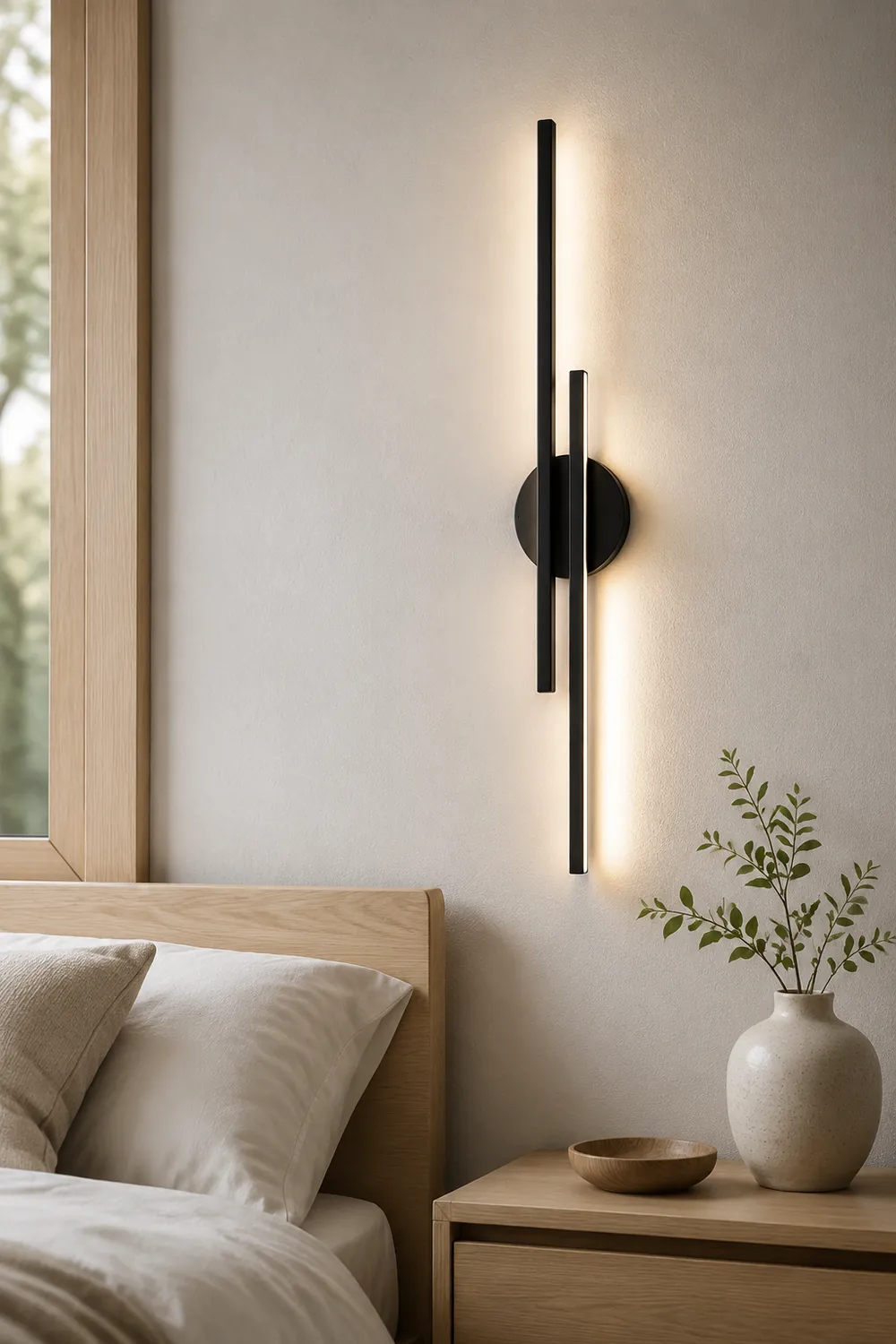 Alana Modern Nordic Disc/Linear Metal LED Wall Lamp, Black/White - Lumpaz