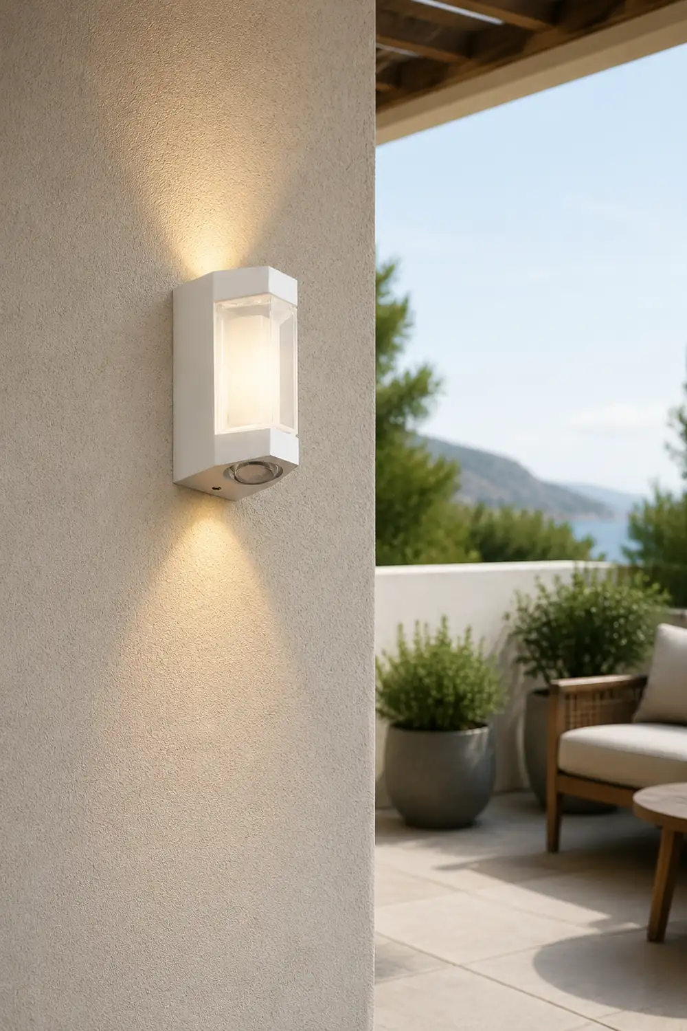Orr Nordic Up Down Acrylic Outdoor Wall Lamp, White/Black - Lumpaz
