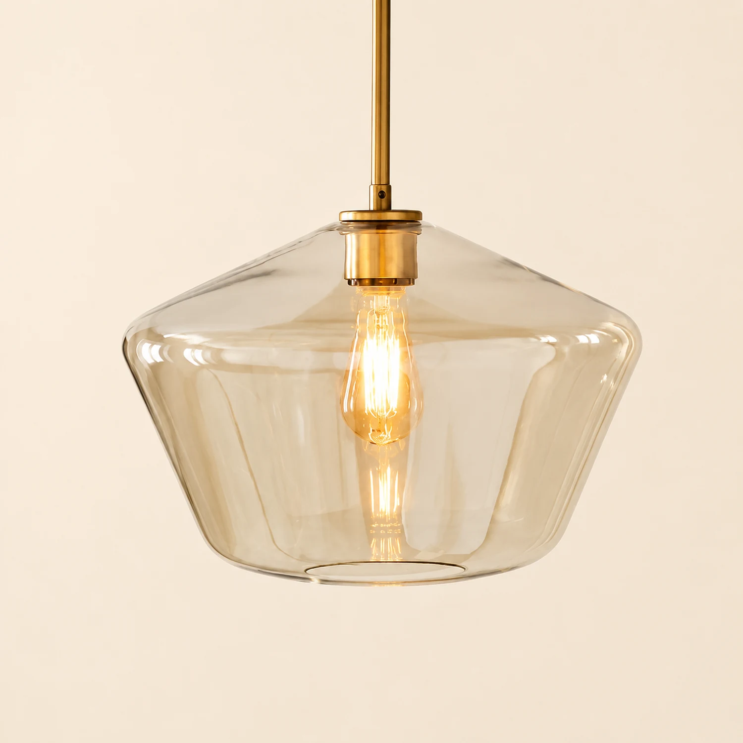 Hailie Pendant Light Clear Glass, Clear/Amber, Bedroom - Lumpaz