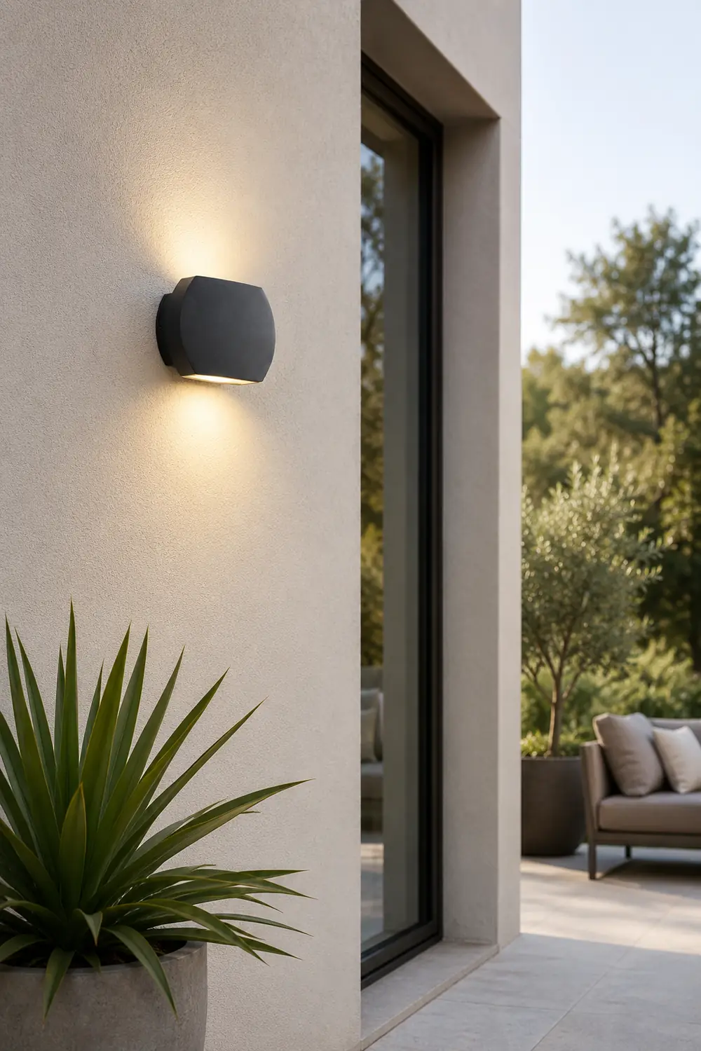 Orr Minimalist Geometric Metal Outdoor Wall Lamp, Black/Gray - Lumpaz