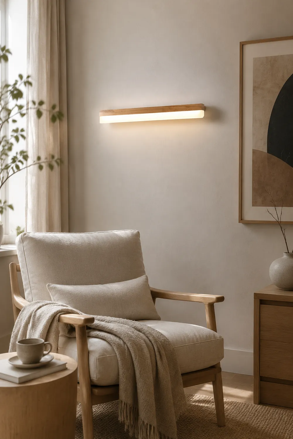 Ozawa Modern Rectangular/Arc Shape Wood/Metal Wall Lamp - Lumpaz
