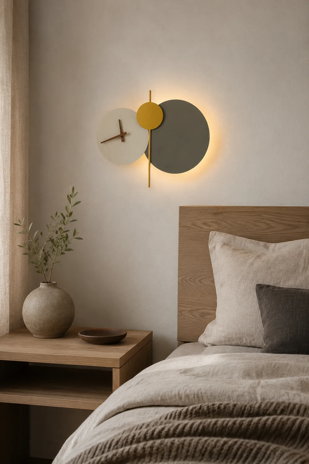 Nielsen Modern Clock Metal Painted Wall Light LED Light Bedroom - Lumpaz