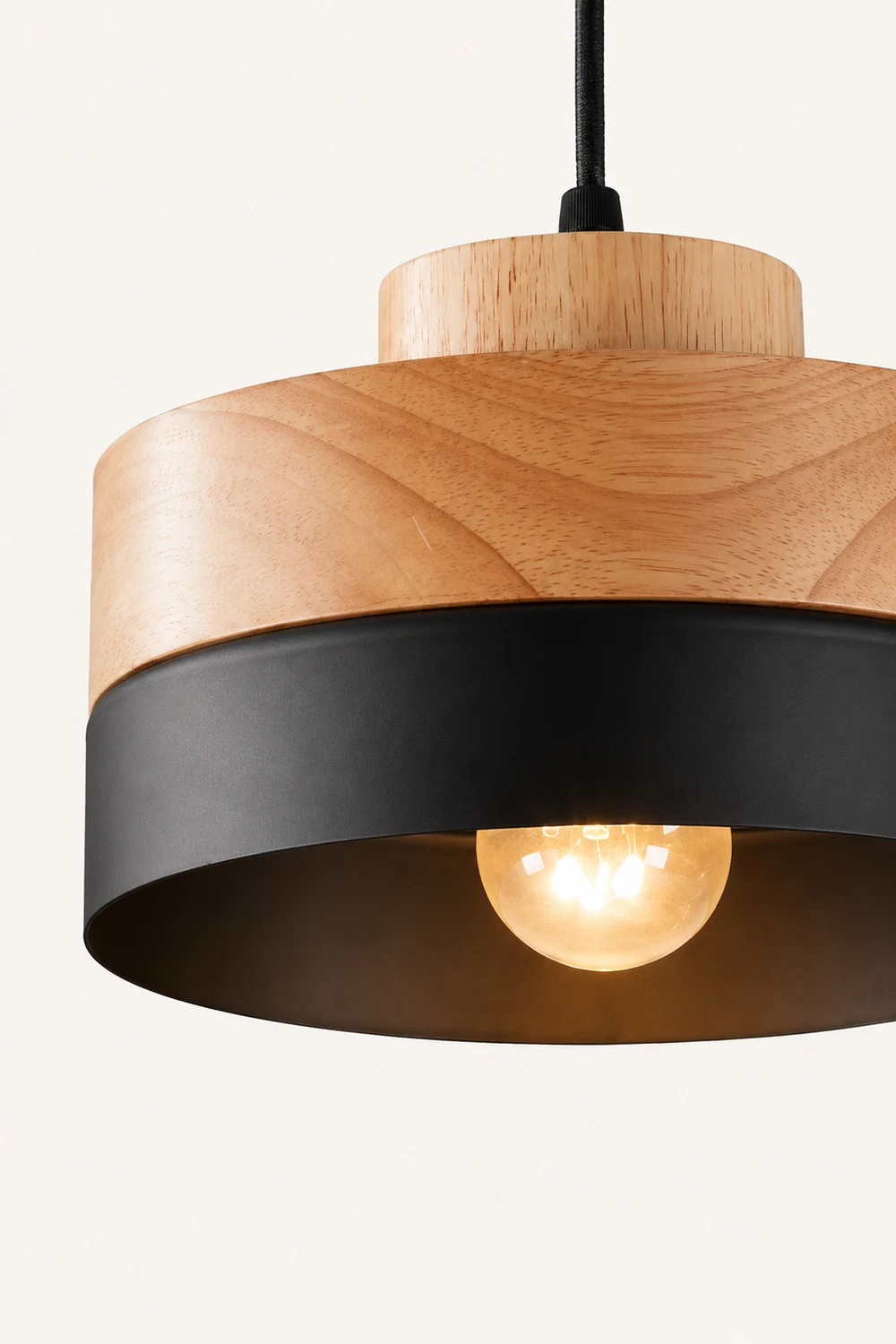 Morandi Modern Square Round Pendant Light Black White Metal Wood Living Room - Lumpaz