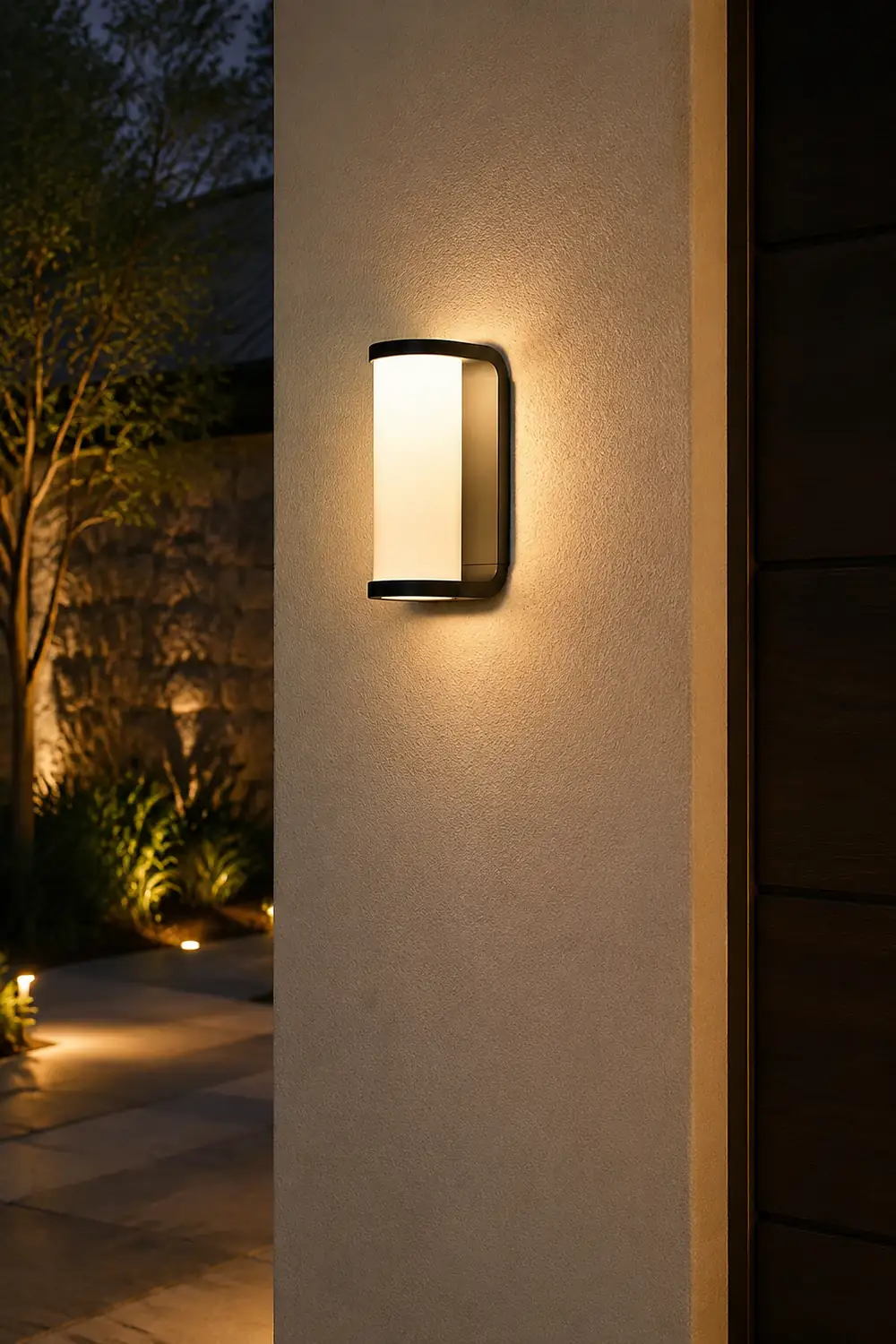 Orr Mondern Cylindrical Metal Outdoor Wall Lamp, Black - Lumpaz