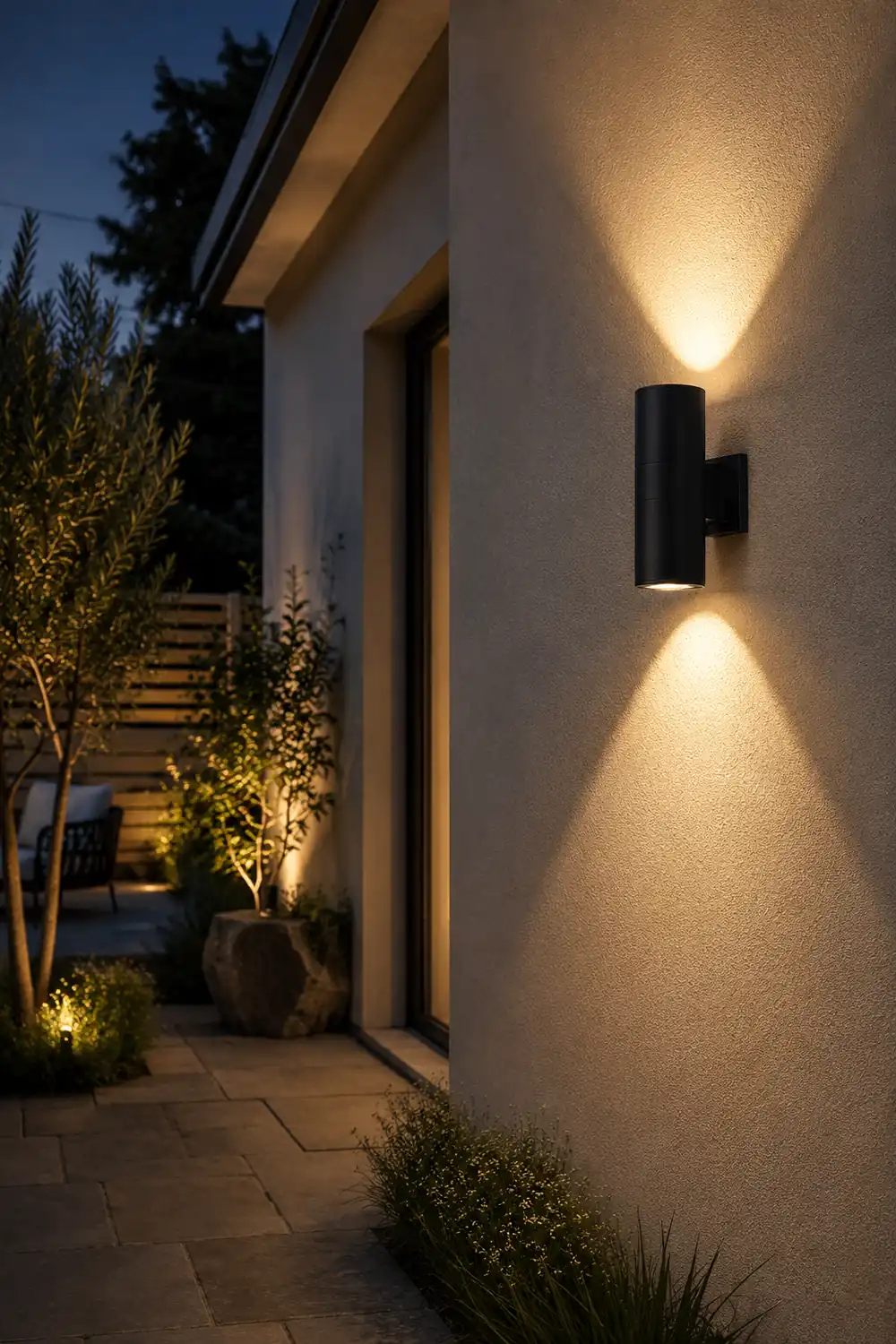 Orr Minimalist Metal Double-headed Outdoor Wall Lamp, Black - Lumpaz