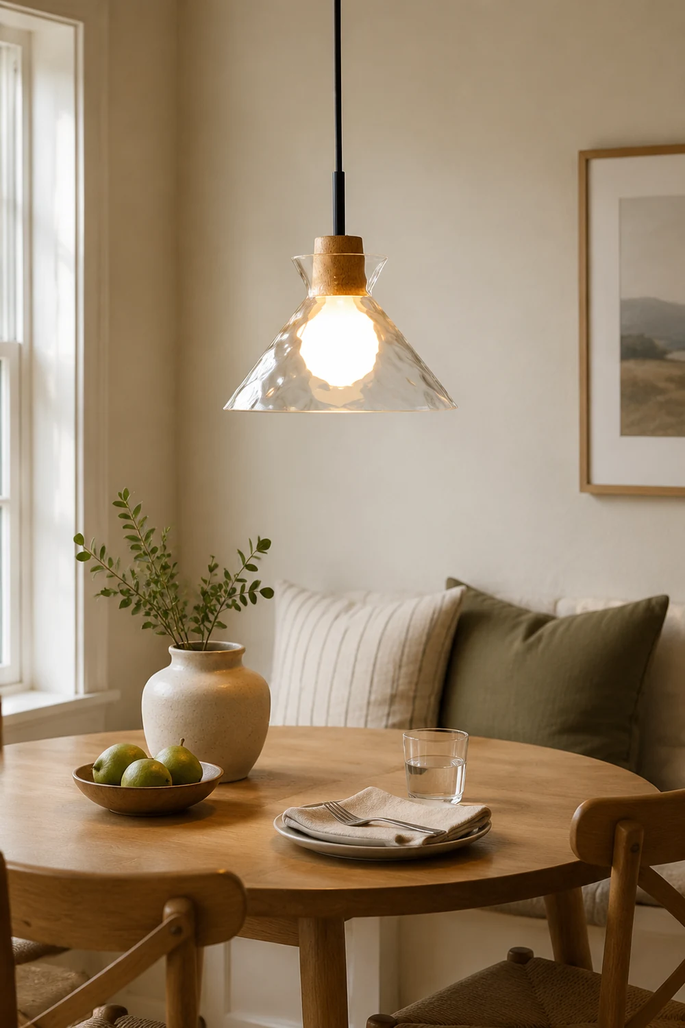 Levy Minimalist Geometric Glass Pendant Light, Dining Room - Lumpaz