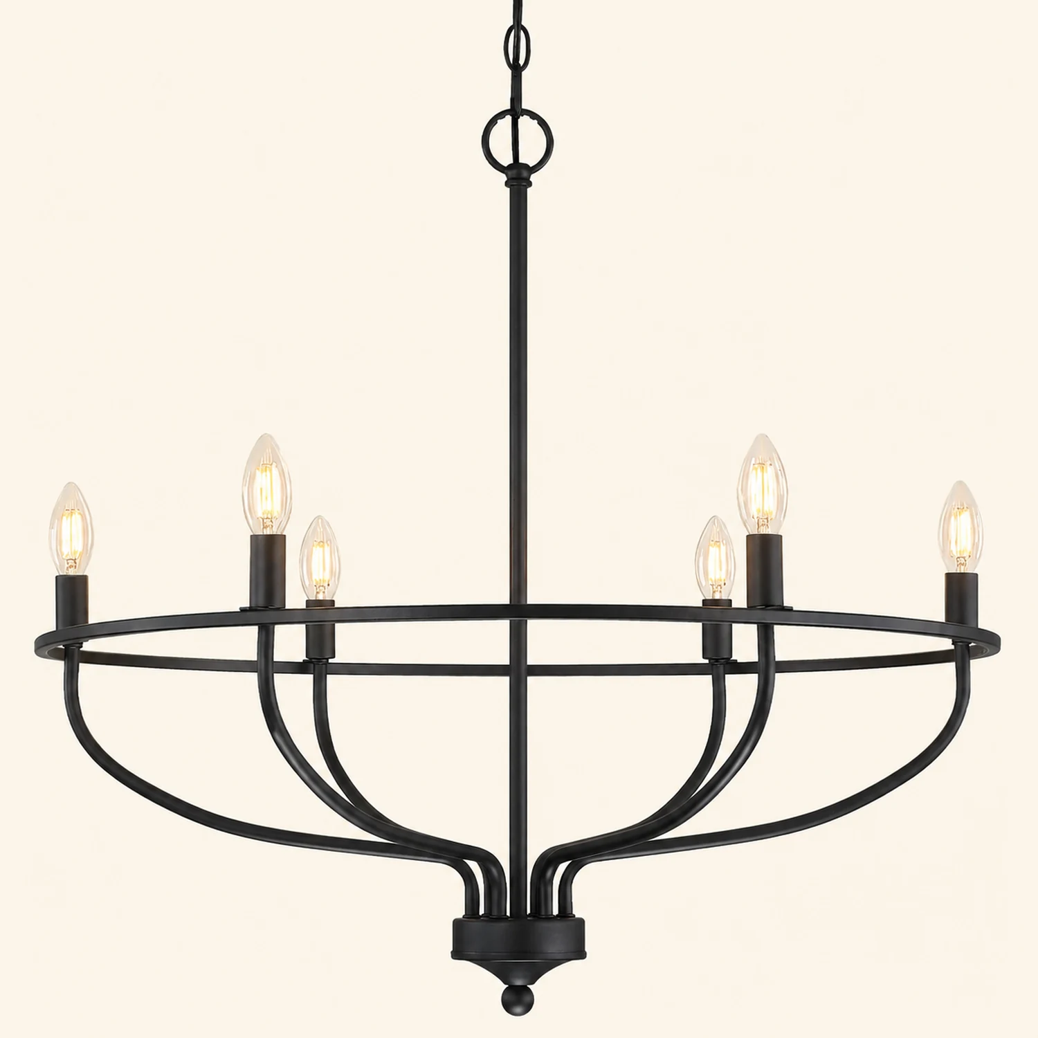 Silva Industrial Metal Candle Chandelier Black/Champagne Living Room/Bedroom - Lumpaz