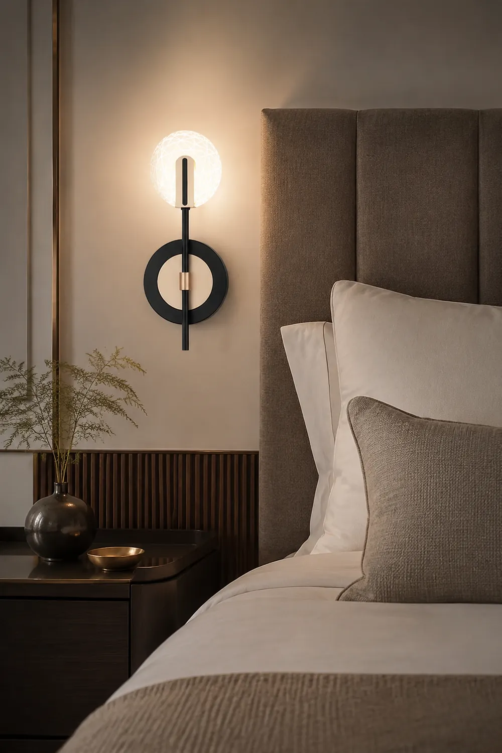 Valentina Wall Lighting Disc Modern, Metal/Acrylic, Black/White, Bedroom - Lumpaz