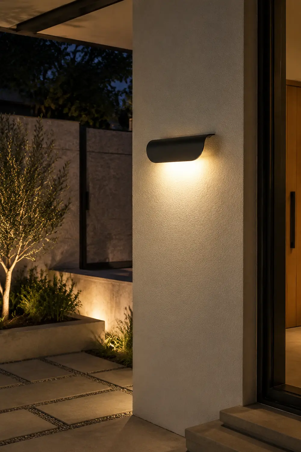 Orr Modern Outdoor Wall Lighting, Waterproof, Curved, Black & White - Lumpaz