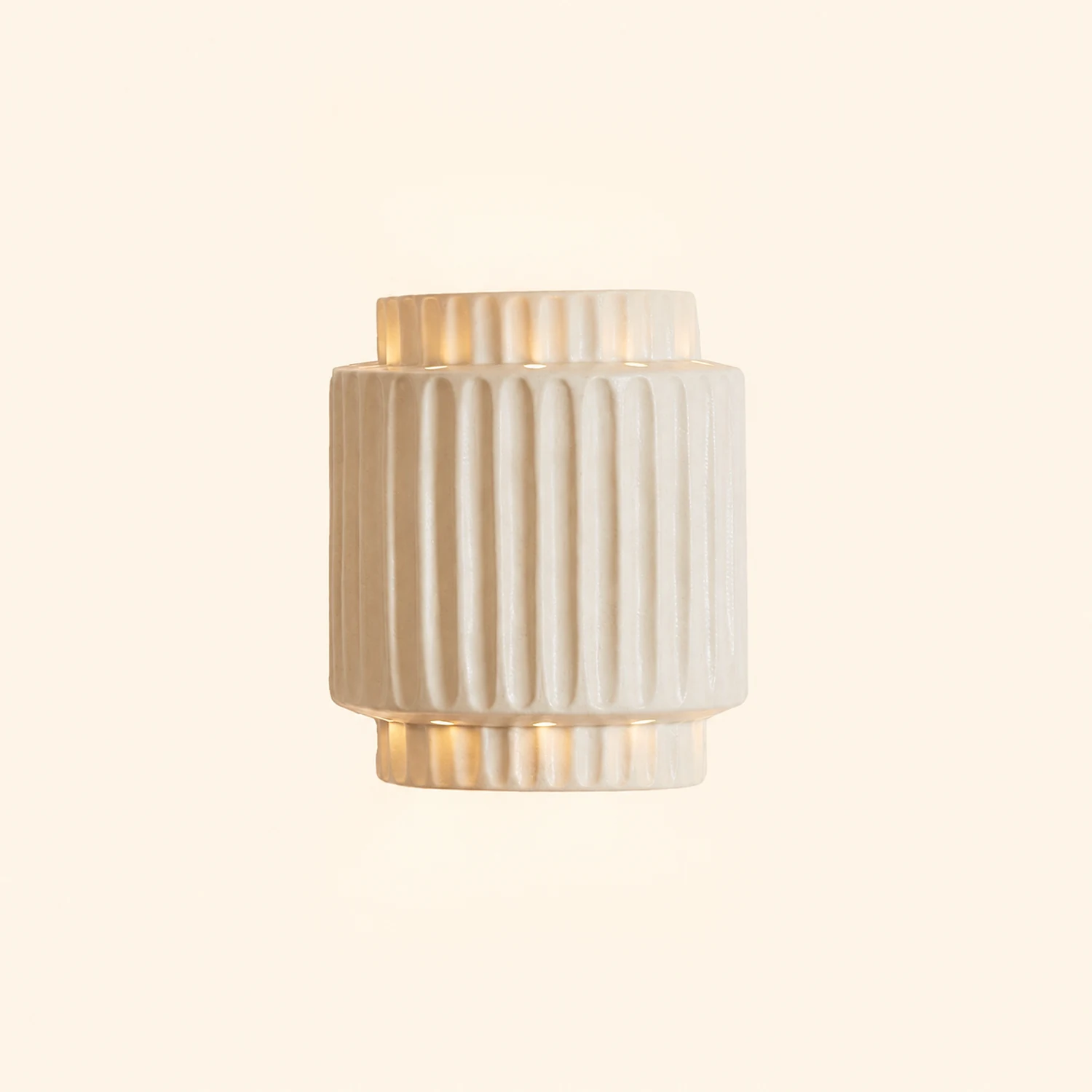 Vintage Cylindrique Resin Flush Mount Wall Lamp, White Bedroom/Living Room - Lumpaz