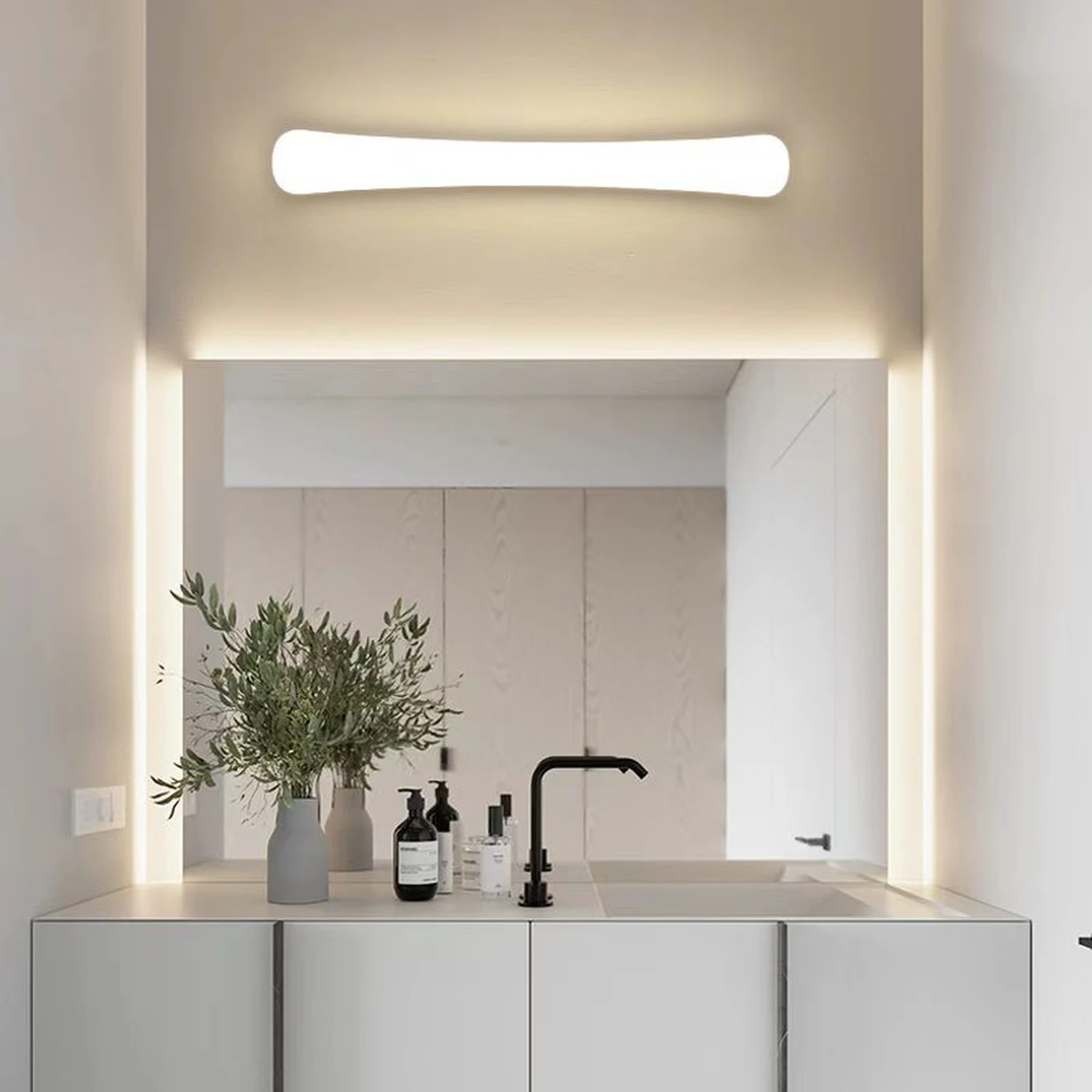 Edge White Mirror Front Vanity Wall Lamp, Acrylic - Lumpaz