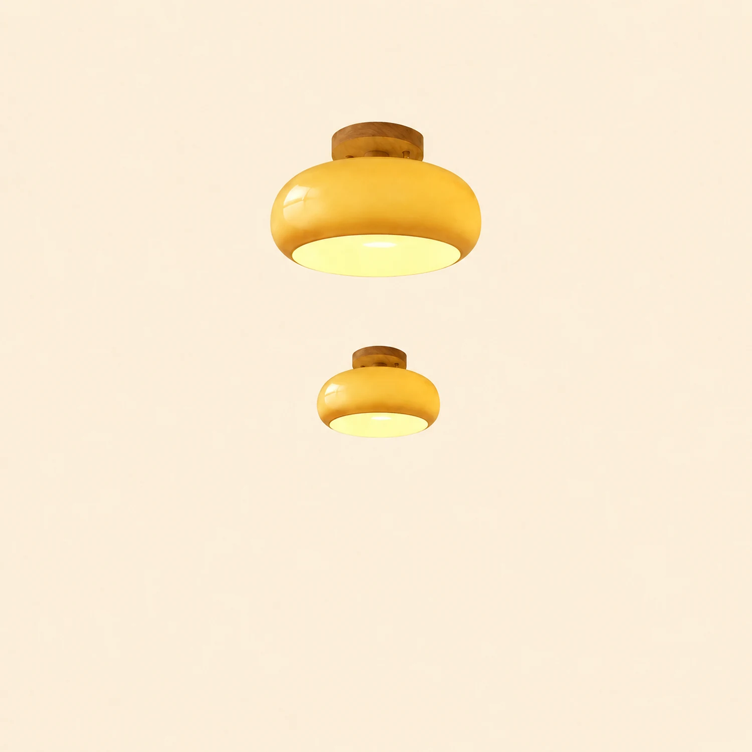Hailie Modern LED Flush Mount Ceiling Light White Yellow Metal Living Room - Lumpaz