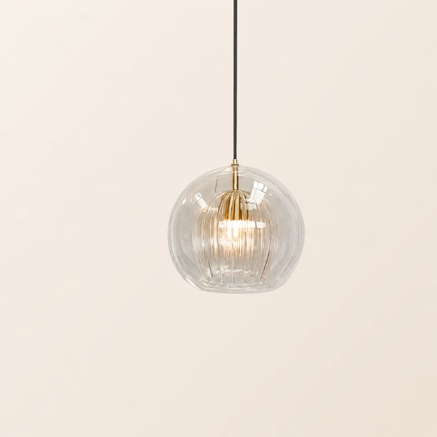 Hailie Nordic Glass Globe Pendant Light Clear/Amber Bedroom - Lumpaz