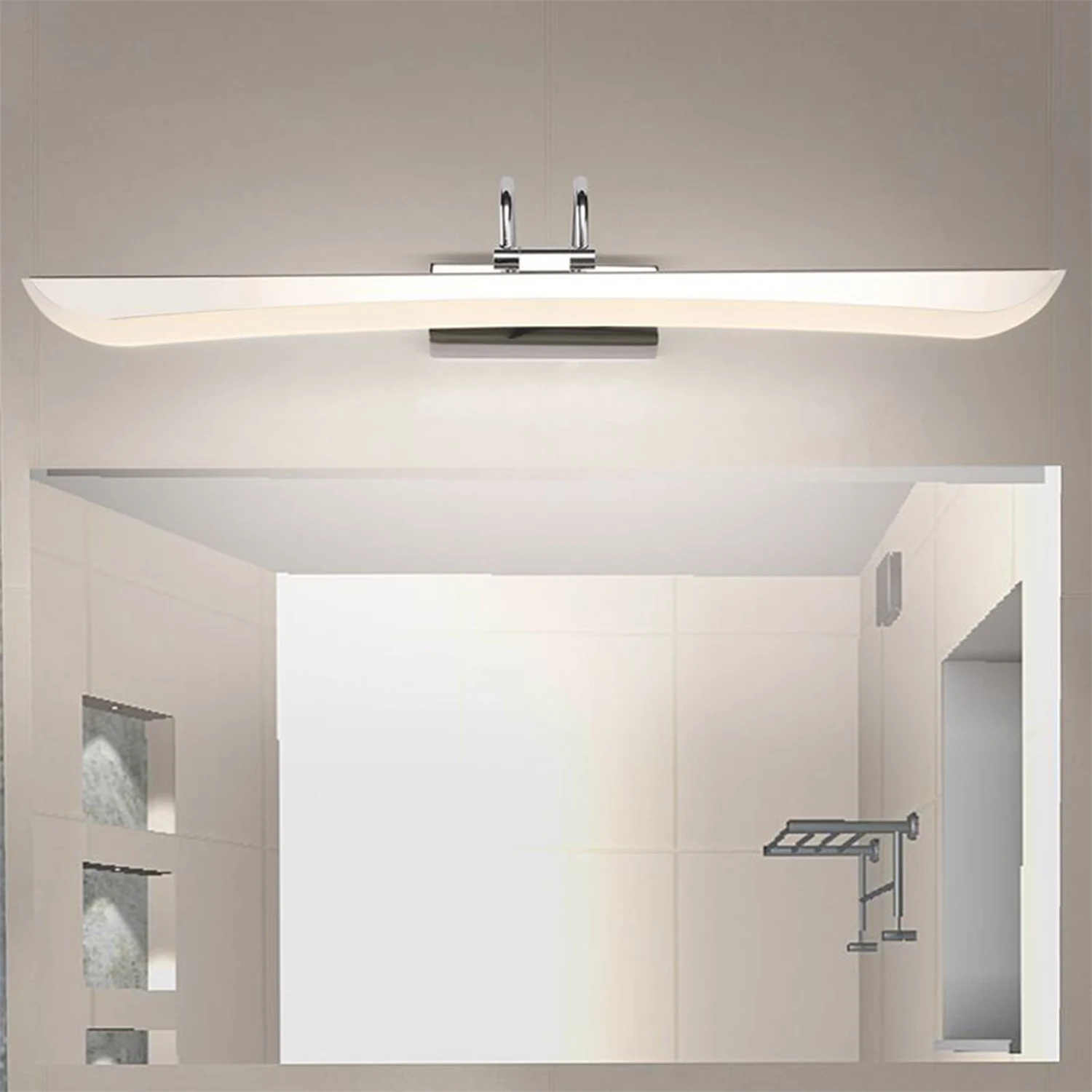 Leigh Modern Linear Metal Mirror Front Vanity Wall Lamp, White - Lumpaz