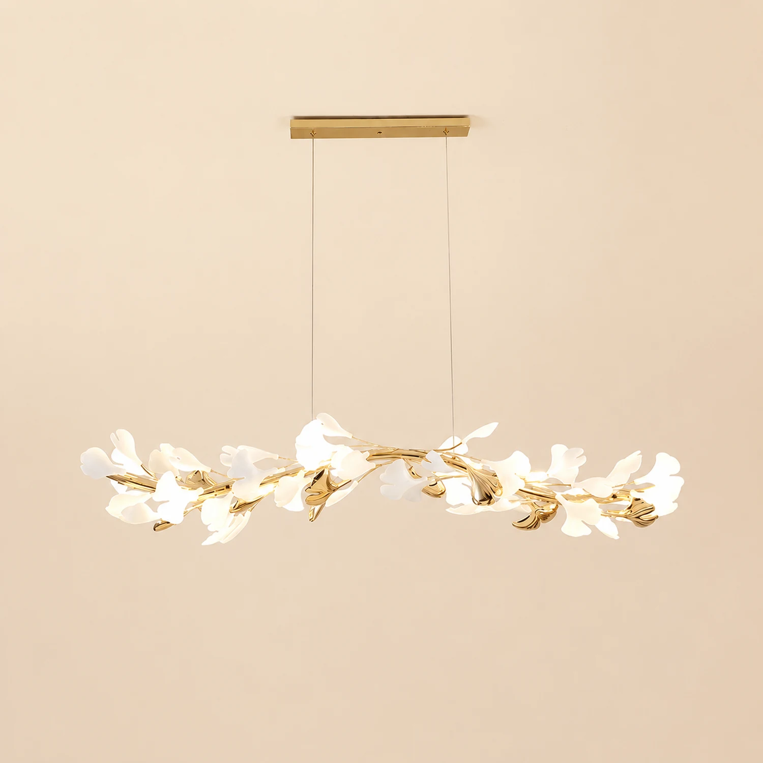 Ophelia CeraAut Modern Art Deco Metal & Ceramic Chandelier, Gold - Lumpaz