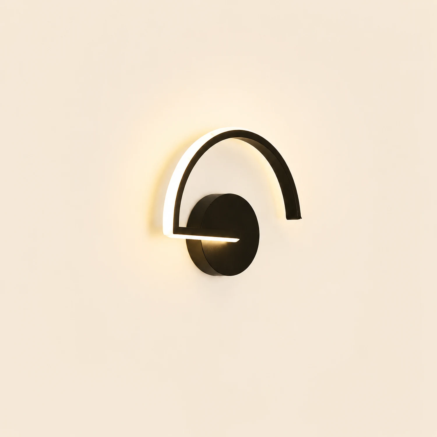 Lacey Minimalist Linear Semicircular Metal Decor Wall Lamp, Black/White - Lumpaz