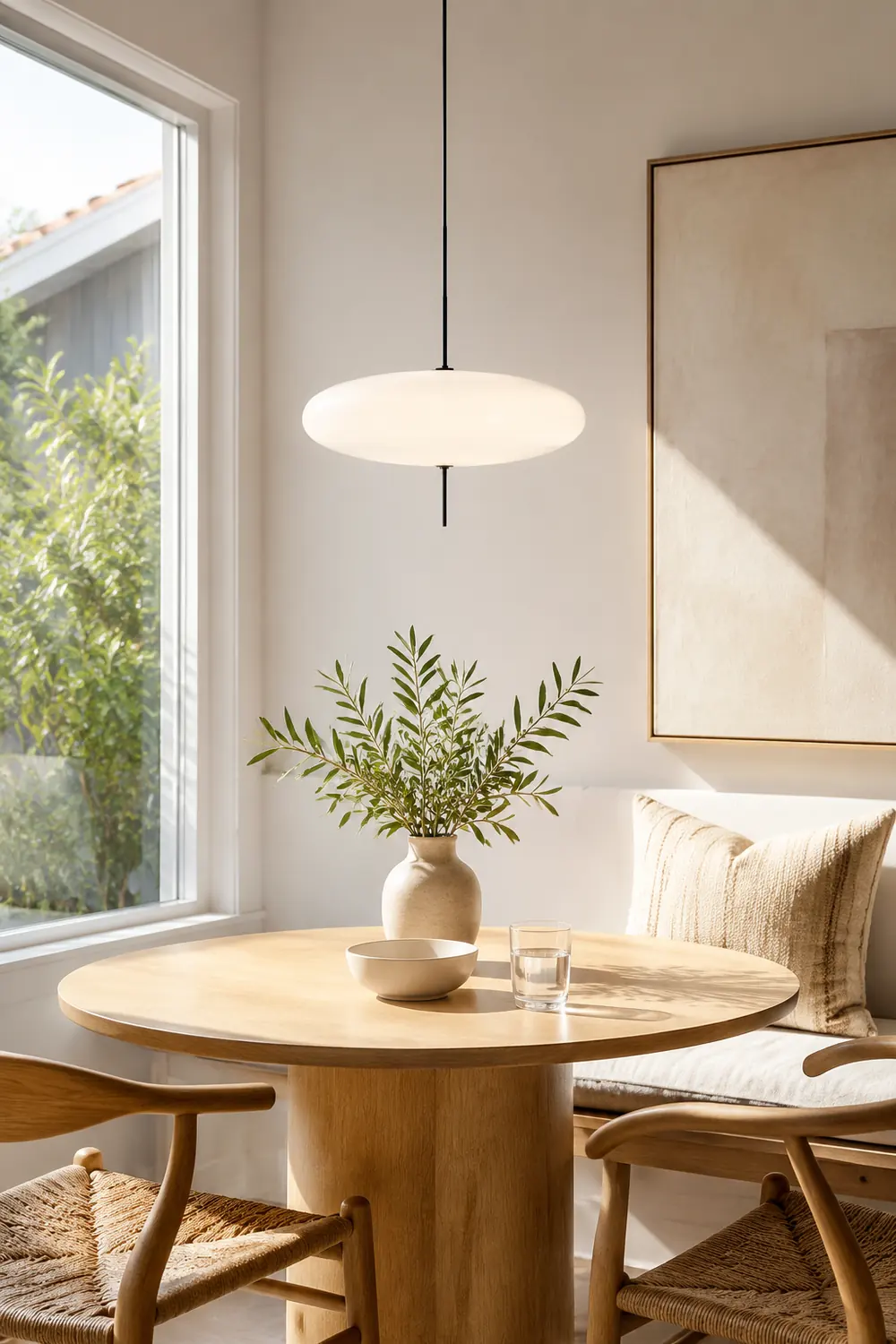 Leilani Nordic Modern Oval Single Pendant Light, White - Lumpaz