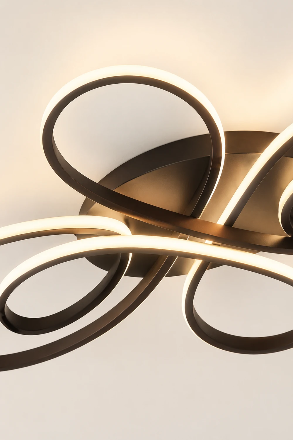 Lacey Modern LED Multi Rings Flush Mount Ceiling Light Brown/White - Lumpaz