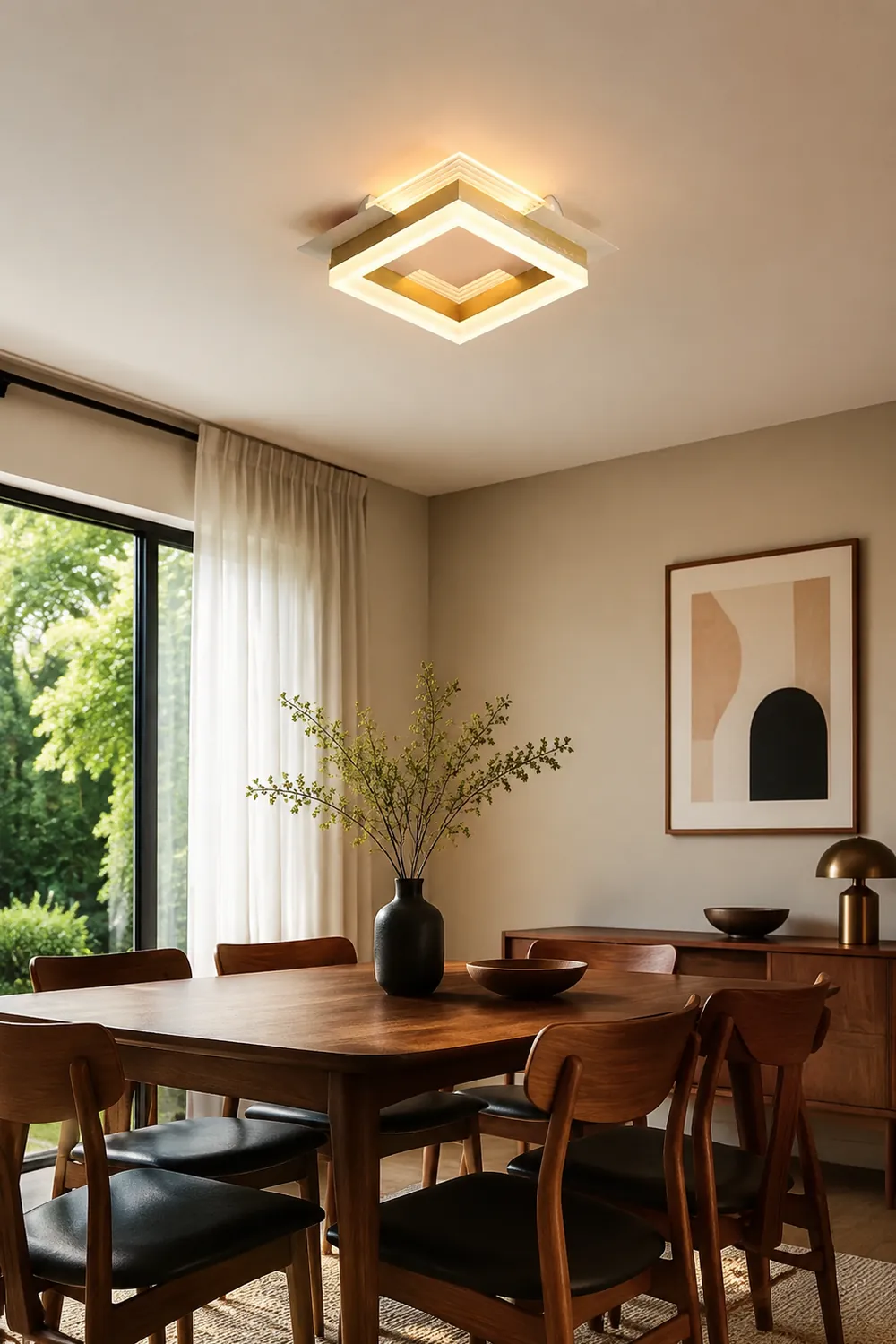 Amos Modern Simple Gold Flush Mount Ceiling Light, Square/Round - Lumpaz