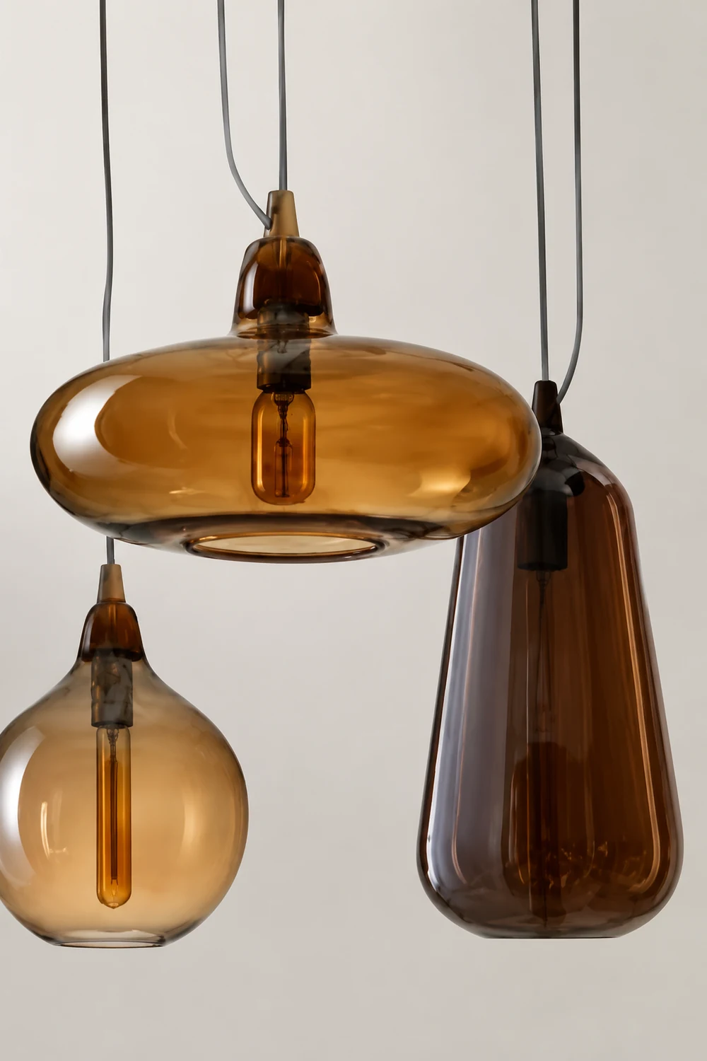 Hailie Modern Art Amber Pendant Light Glass Metal Bedroom - Lumpaz