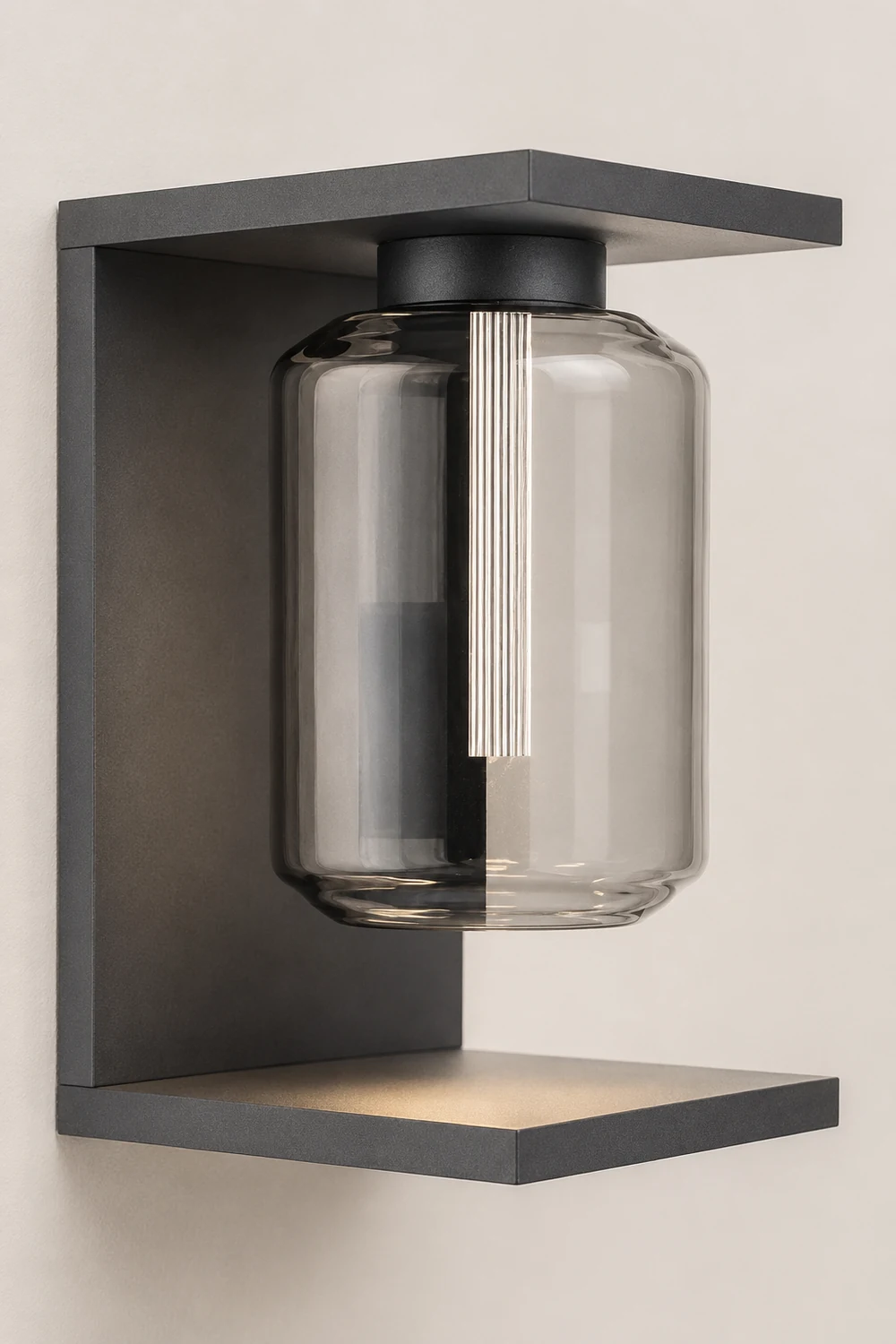 Orr Modern Lantern Glass Outdoor Wall Lamp, Black/Gray - Lumpaz