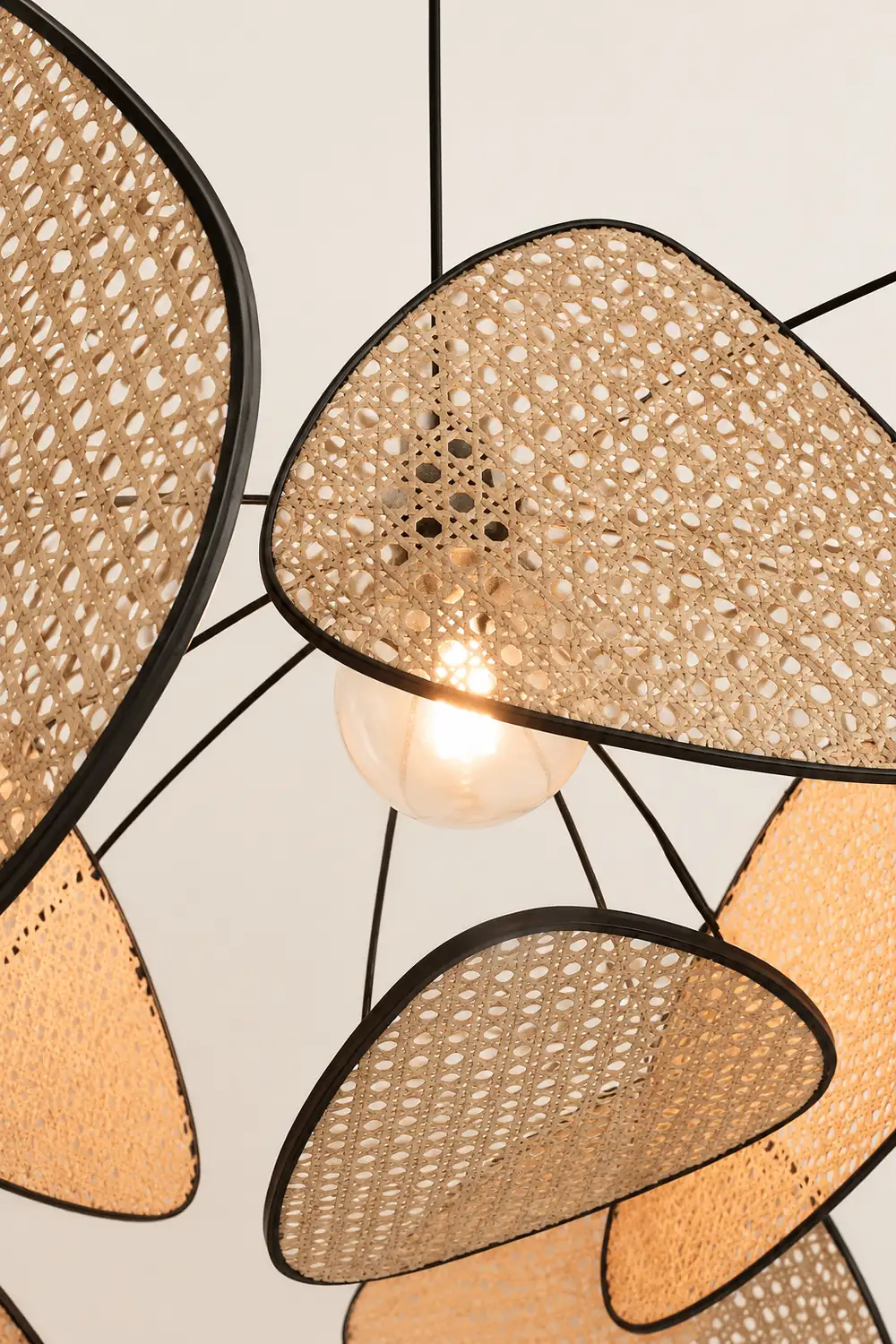 Ritta Pendant Light Leaf Grid, Rattan/Metal, Bedroom - Lumpaz