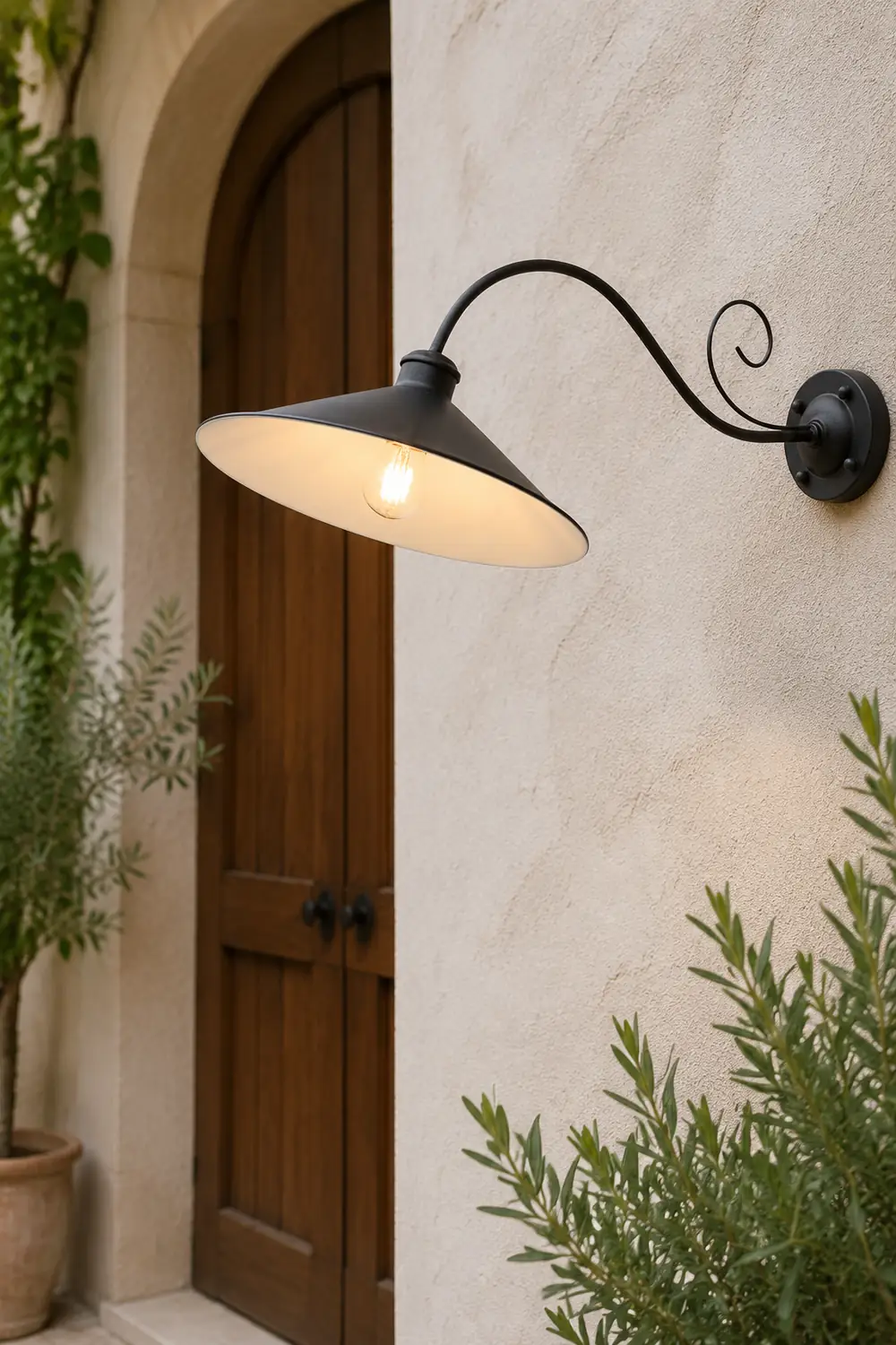 Alessio Vintage Cap-shaped Metal Outdoor Wall Lamp, Black/Antique Silver - Lumpaz