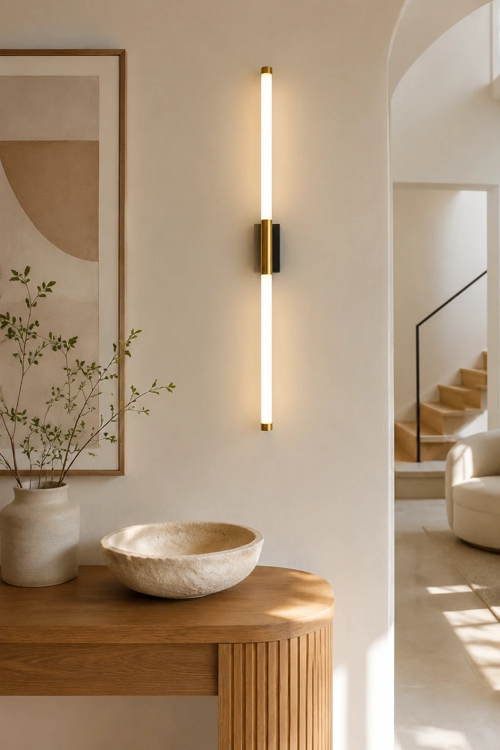 Leigh Modern Linear Cooper White Mirror Front Wall Lamp - Lumpaz