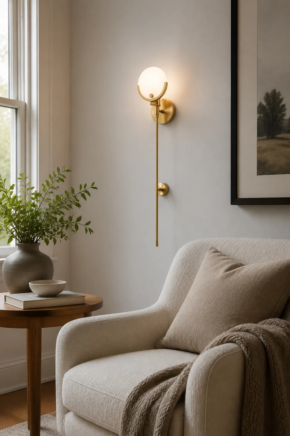 Valentina Modern Ball Metal/Dolomite LED Wall Lamp, Gold - Lumpaz